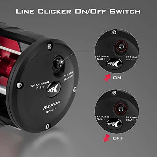 KastKing Line Counter Trolling Reel, Round Baitcasting, 20RH