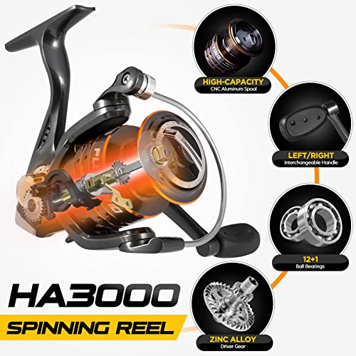 PLUSINNO Carbon Fiber Fishing Rod & Reel Combo