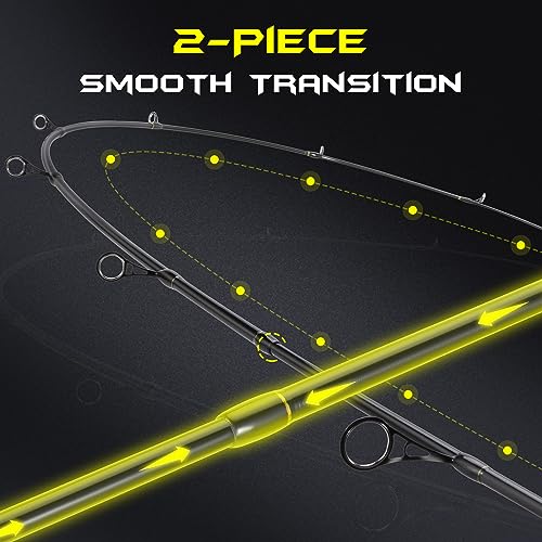 Sougayilang 2Pc Graphite Fishing Rod, 6'10'', Medium