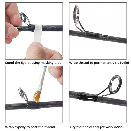 Aventik Fishing Rod Eyelet Replacement Kit, Stainless Steel Guides