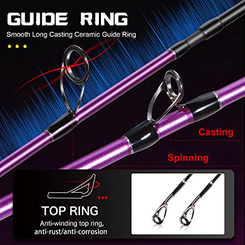 Sougayilang 2PC Spinning Fishing Rod - Purple