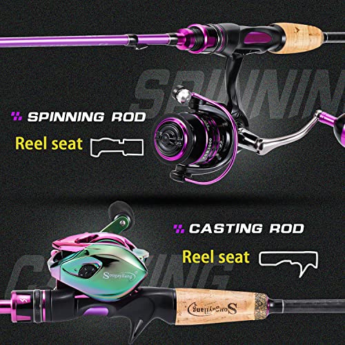 Sougayilang 2PC Spinning Fishing Rod - Purple