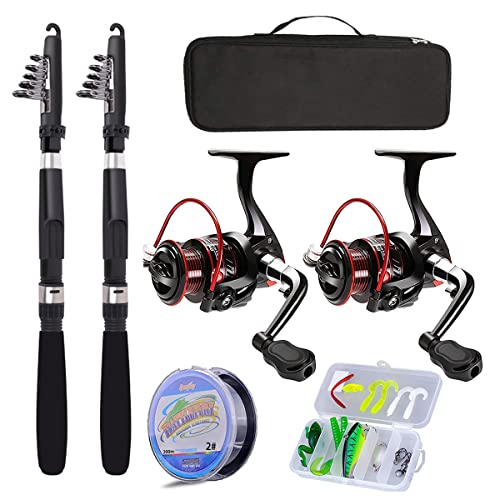 2.1m/6.89ft 2PC Collapsible Rods Spinning Reels Lures Bag