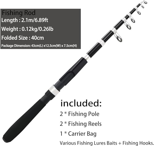 Fishing Pole Combo Set with Spinning Reels & Accessories