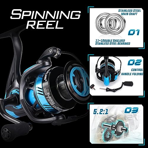 Sougayilang Stainless Steel Bass Fishing Rod and Reel Combo
