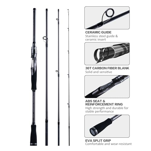 GOTURE 4-Piece Travel Fishing Rods for Saltwater