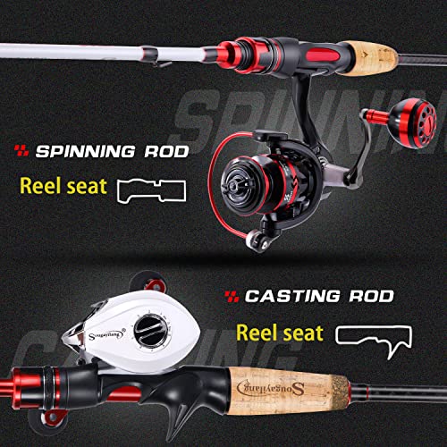 Sougayilang Spinning Rod with EVA/Cork Handle, Baitcasting, 5.9ft