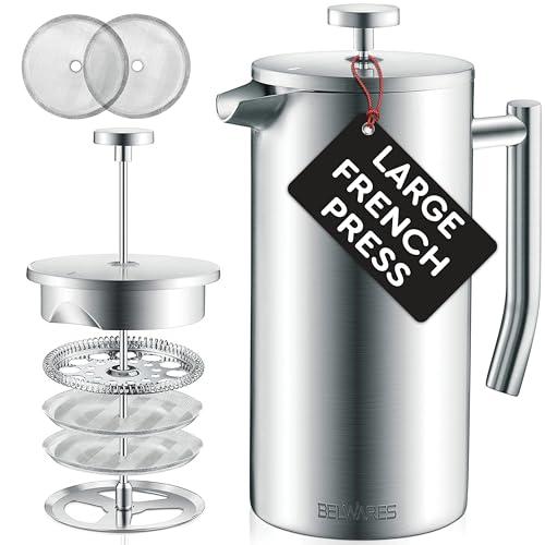 Large Stainless Steel French Press Coffee Maker - 1.5L