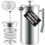 Large Stainless Steel French Press Coffee Maker - 1.5L
