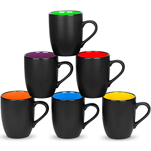 Large Coffee Mug Set, Matte Black Porcelain, 16oz