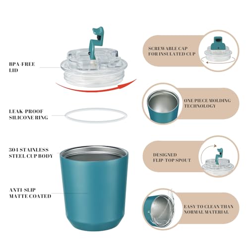 Insulated Tumblers, 10 oz, Stainless Steel - Peacock Blue