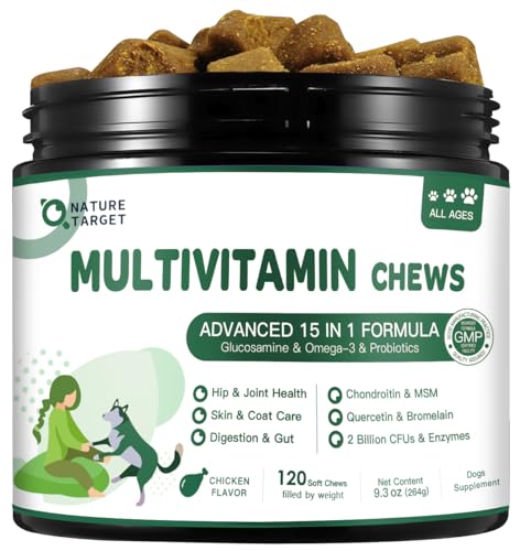 Dog Multivitamin with MSM, Glucosamine, Omegas 3/6, Probiotics -120 Chewy Treats