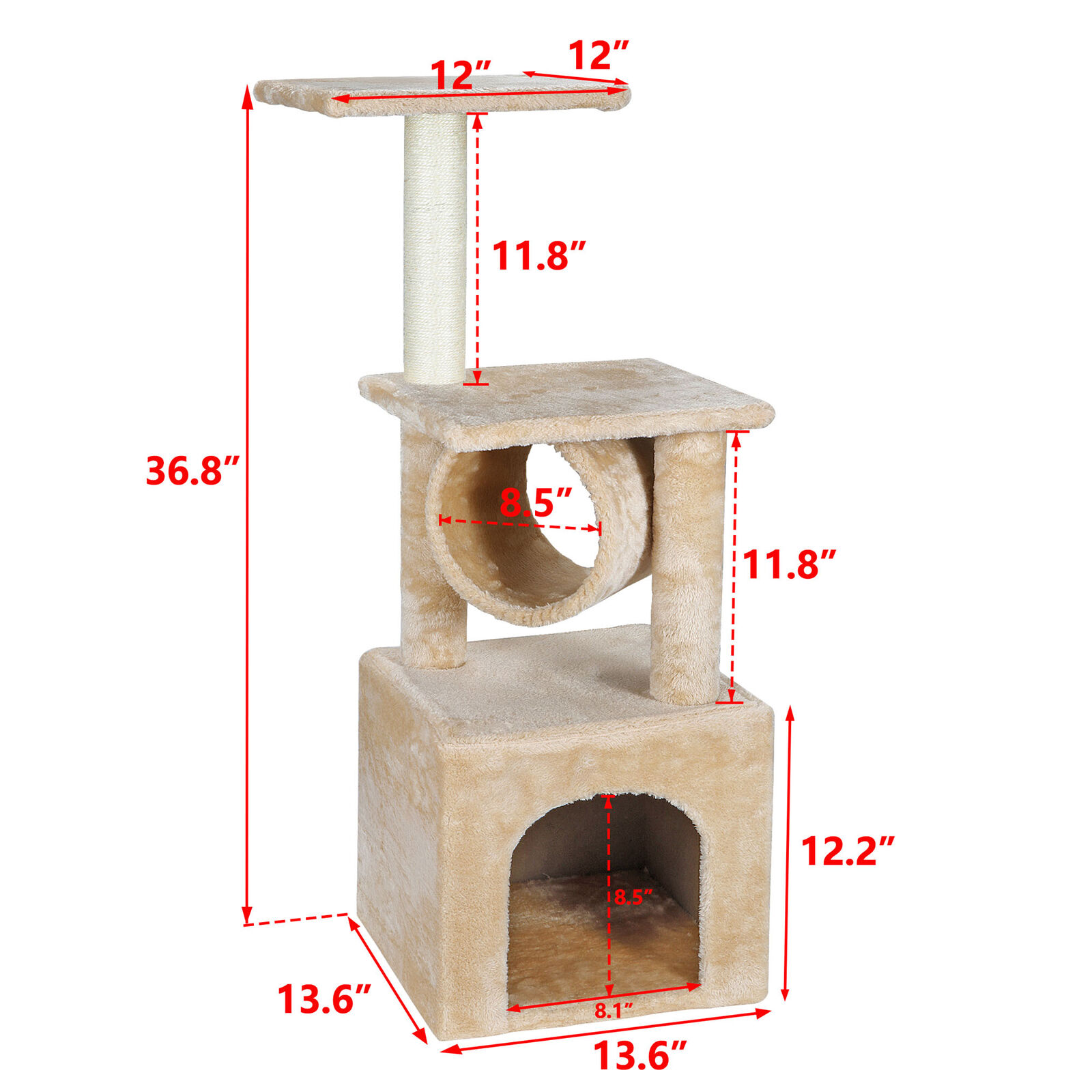 Beige Cat Tree Condo Scratching Post Tower