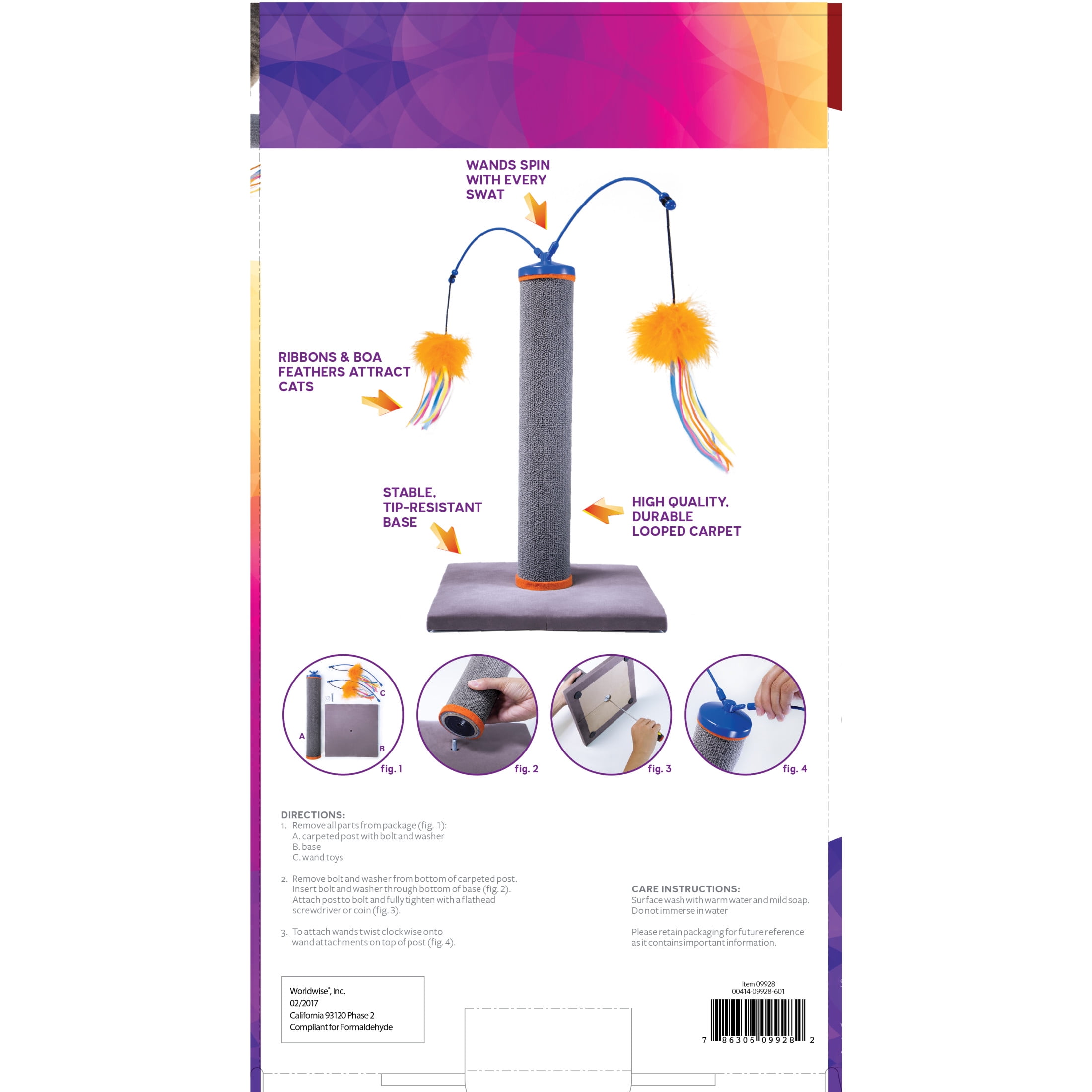 Interactive Carpet Scratch & Spin Post with Wand Toys