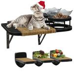 Wall-Mounted Cat Tree with Shelves and Hammock