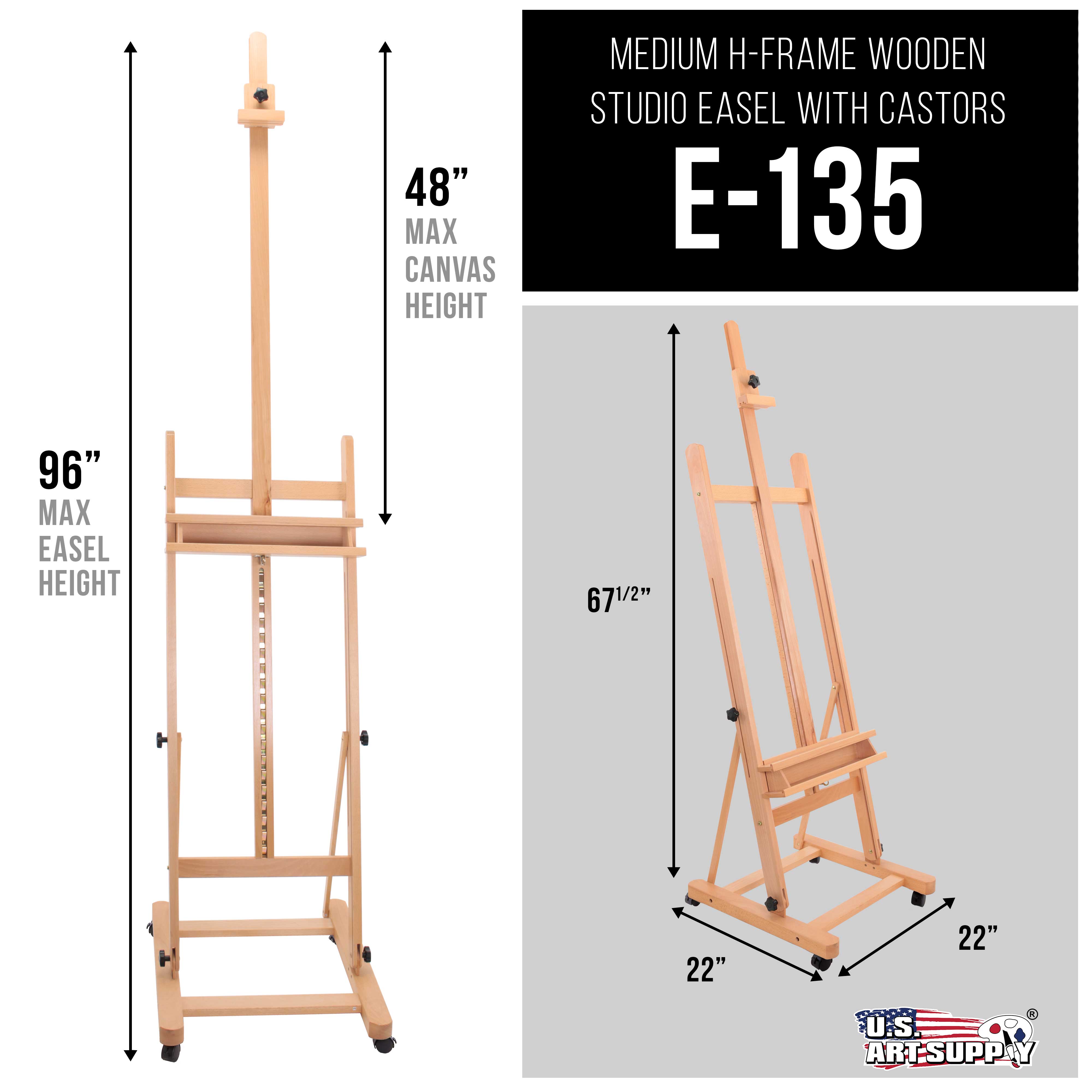 Adjustable Beechwood Easel with Artist Tray & Wheels