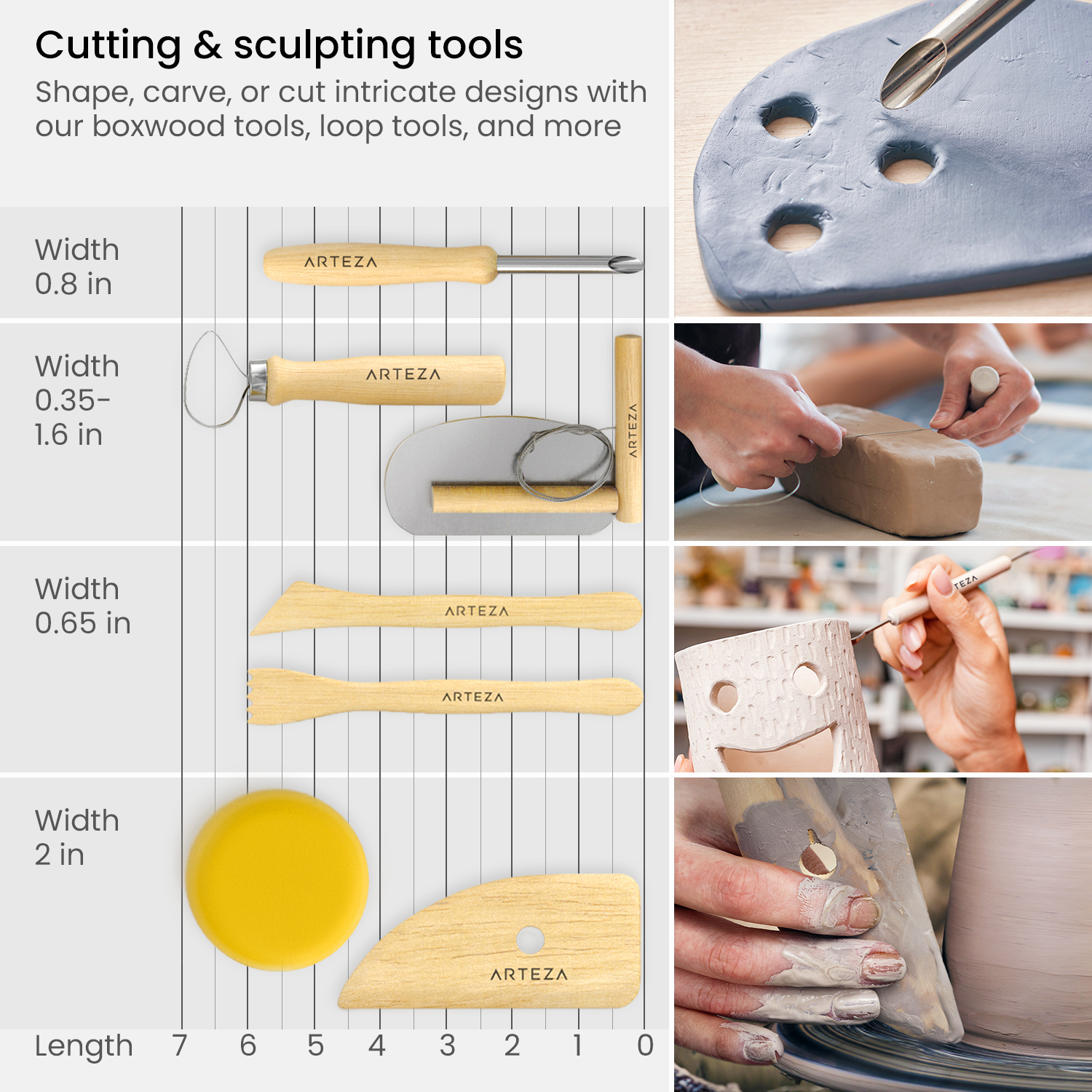 Arteza Set of 42 Pottery Tools for Sculpting