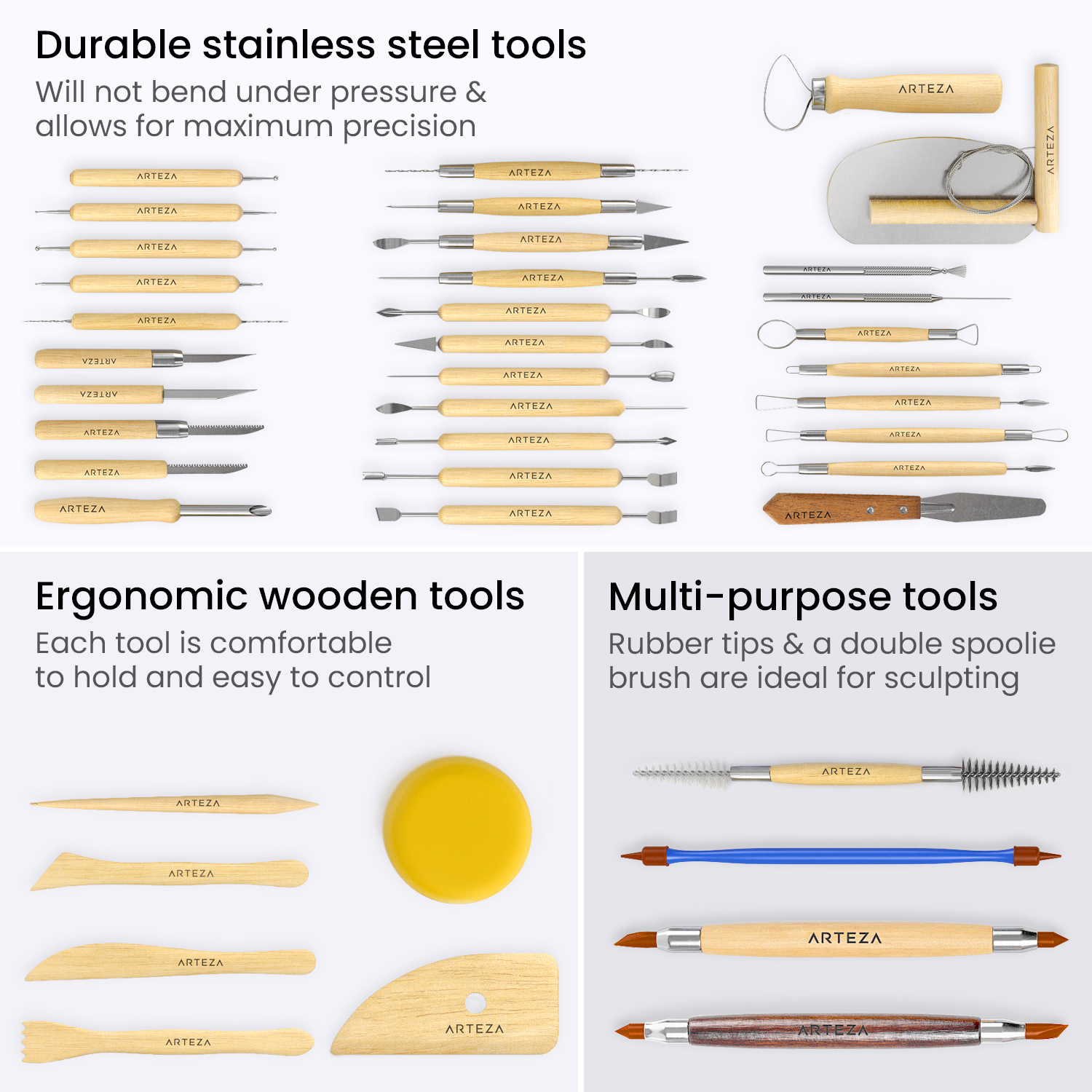 Arteza Set of 42 Pottery Tools for Sculpting