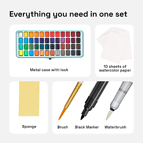 48 Color Portable Watercolor Set for Artists