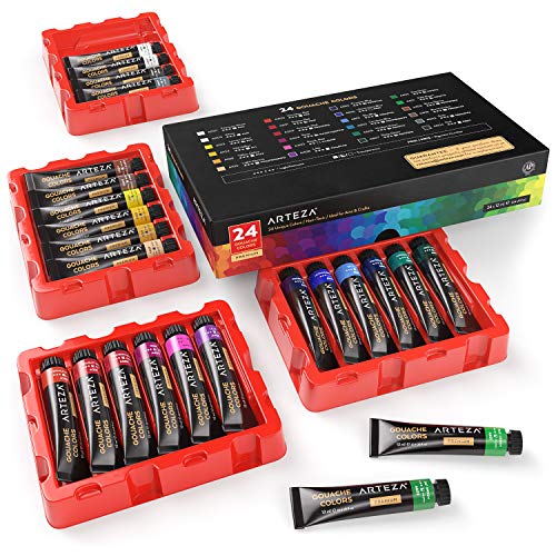 ARTIZA Gouache Paint, 24 Colors, 12ml Tubes