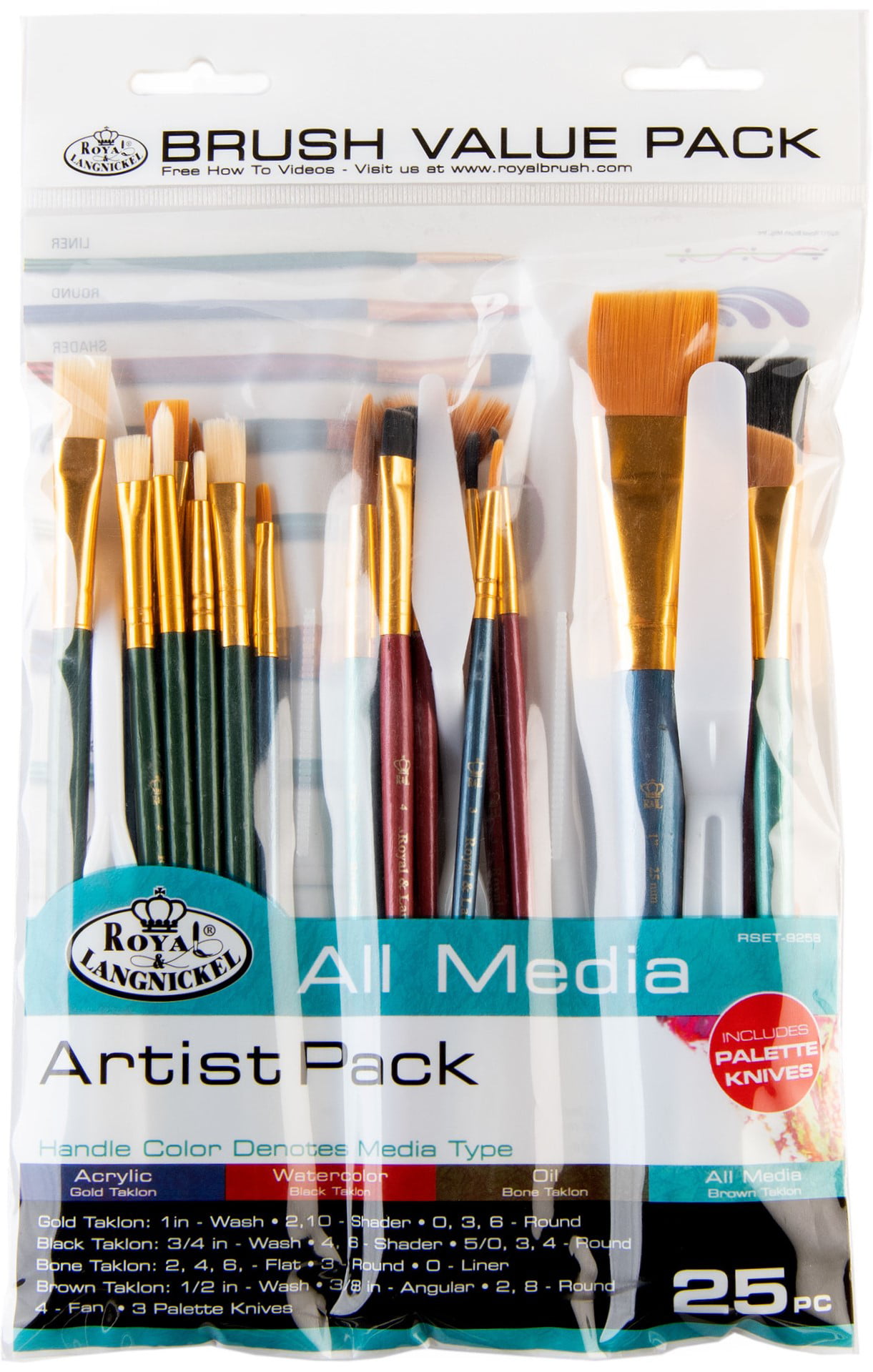 25pc Variety Taklon Brush Set by Royal & Langnickel