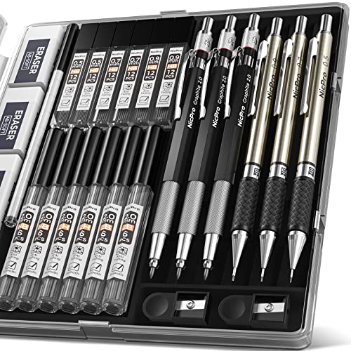 Nicpro 6PCS Mechanical Pencils & Lead Set