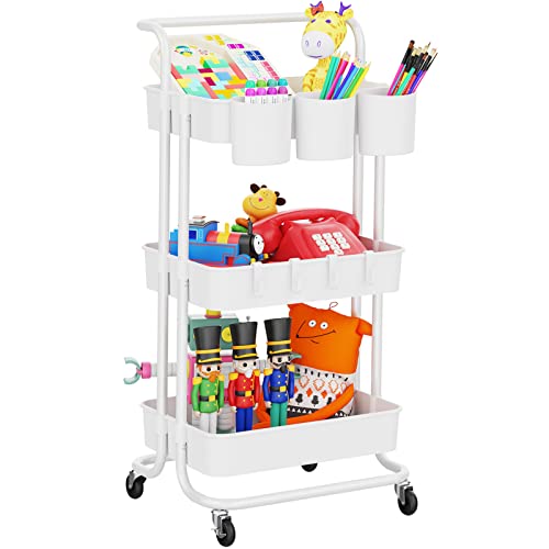 Multifunctional Rolling Art Cart with Hooks & Cups