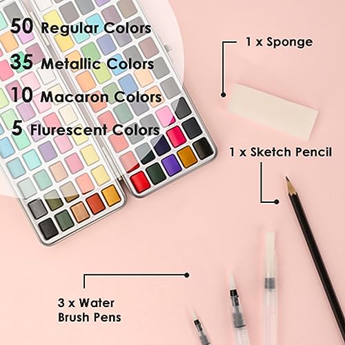 Watercolor Paint Set: 100 Colors & Accessories
