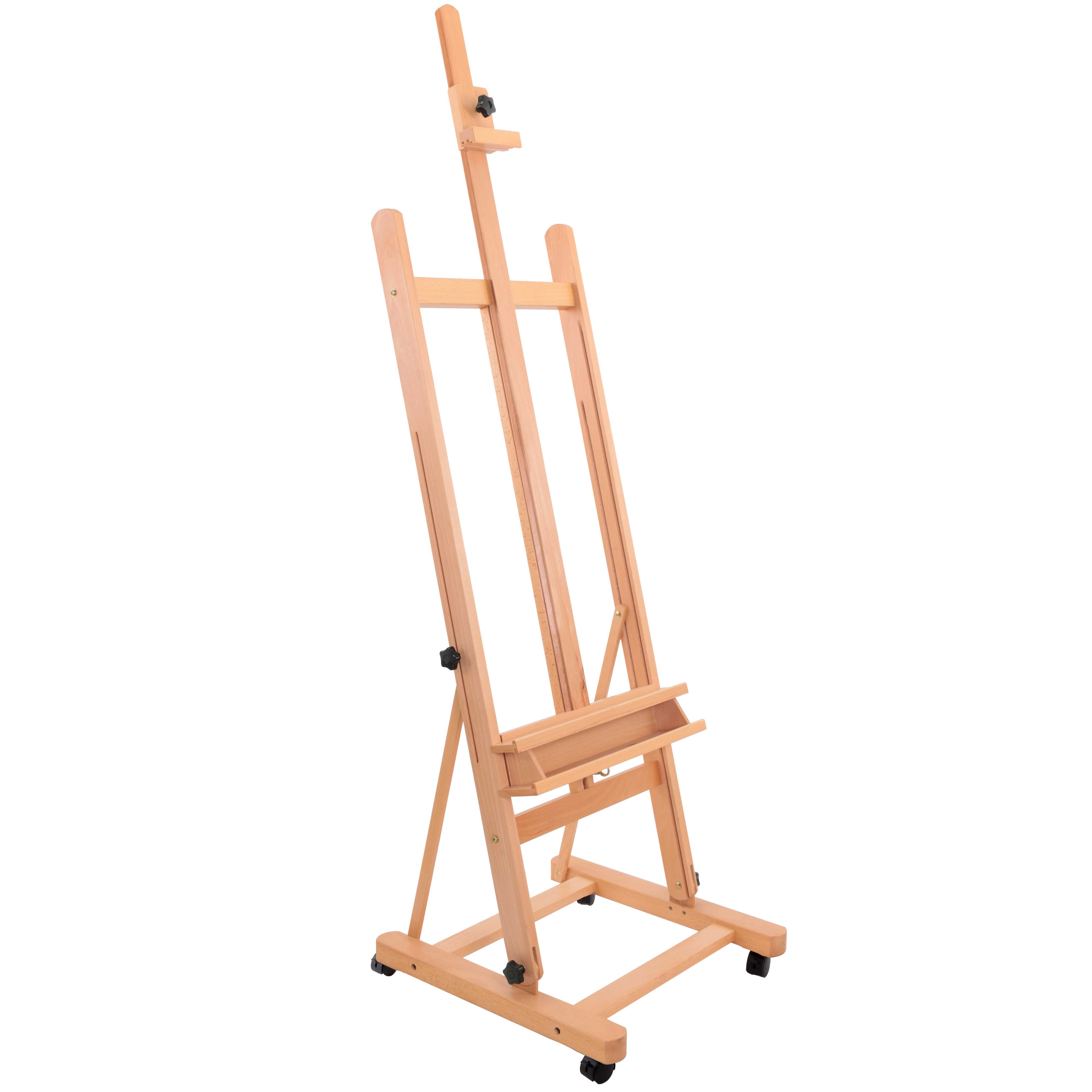 Adjustable Beechwood Easel with Artist Tray & Wheels