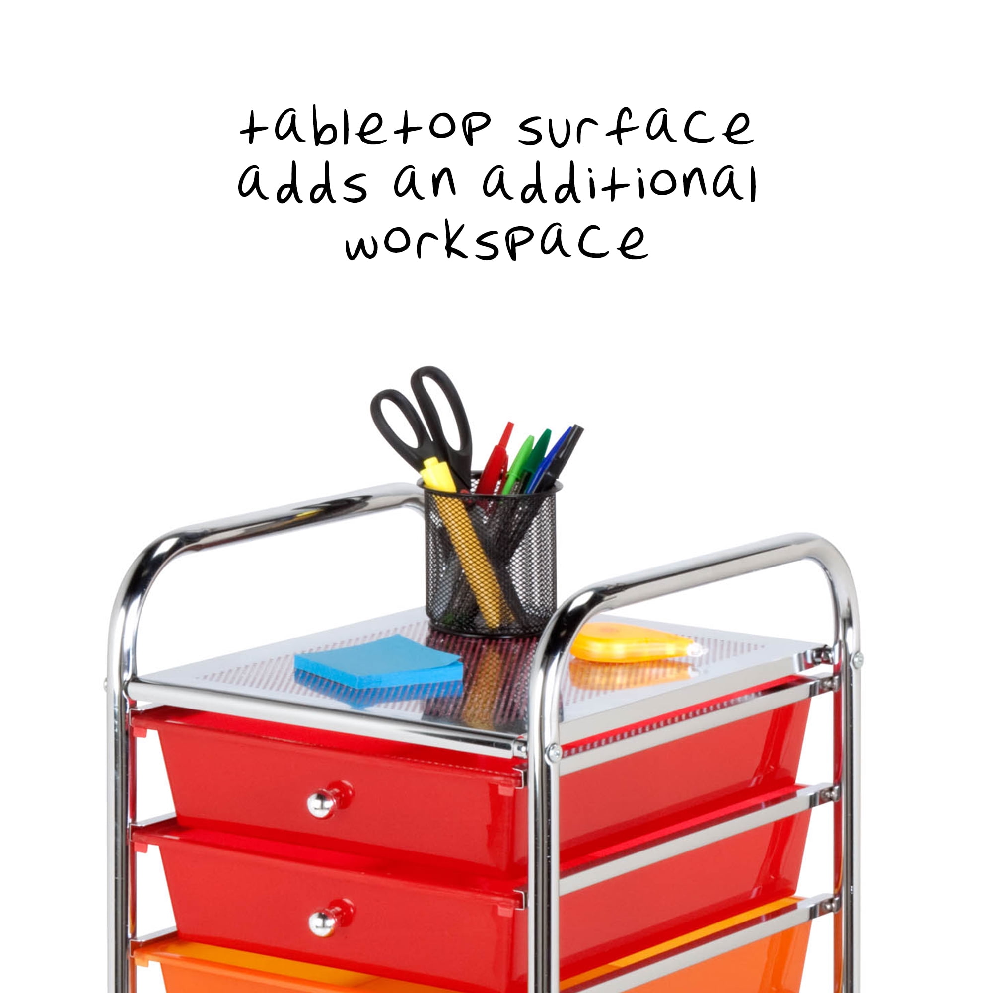 Honey Can Do 10-Drawer Multi-Color Rolling Cart, Rainbow