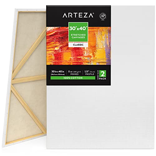 Arteza White Stretched Canvases, Pack of 2