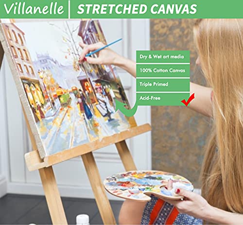 8 Pack of Cotton Stretched Canvases in Multiple Sizes