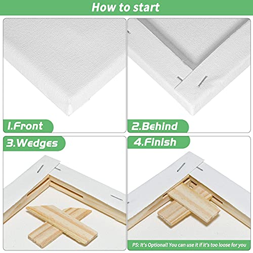 8 Pack of Cotton Stretched Canvases in Multiple Sizes