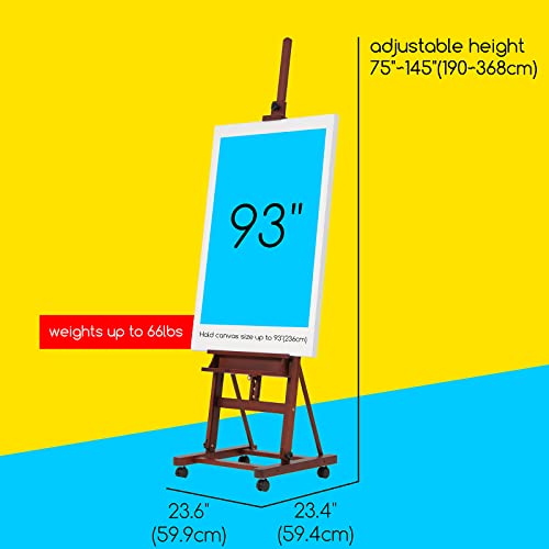 Extra Large Adjustable Beech Wood Easel with Wheels