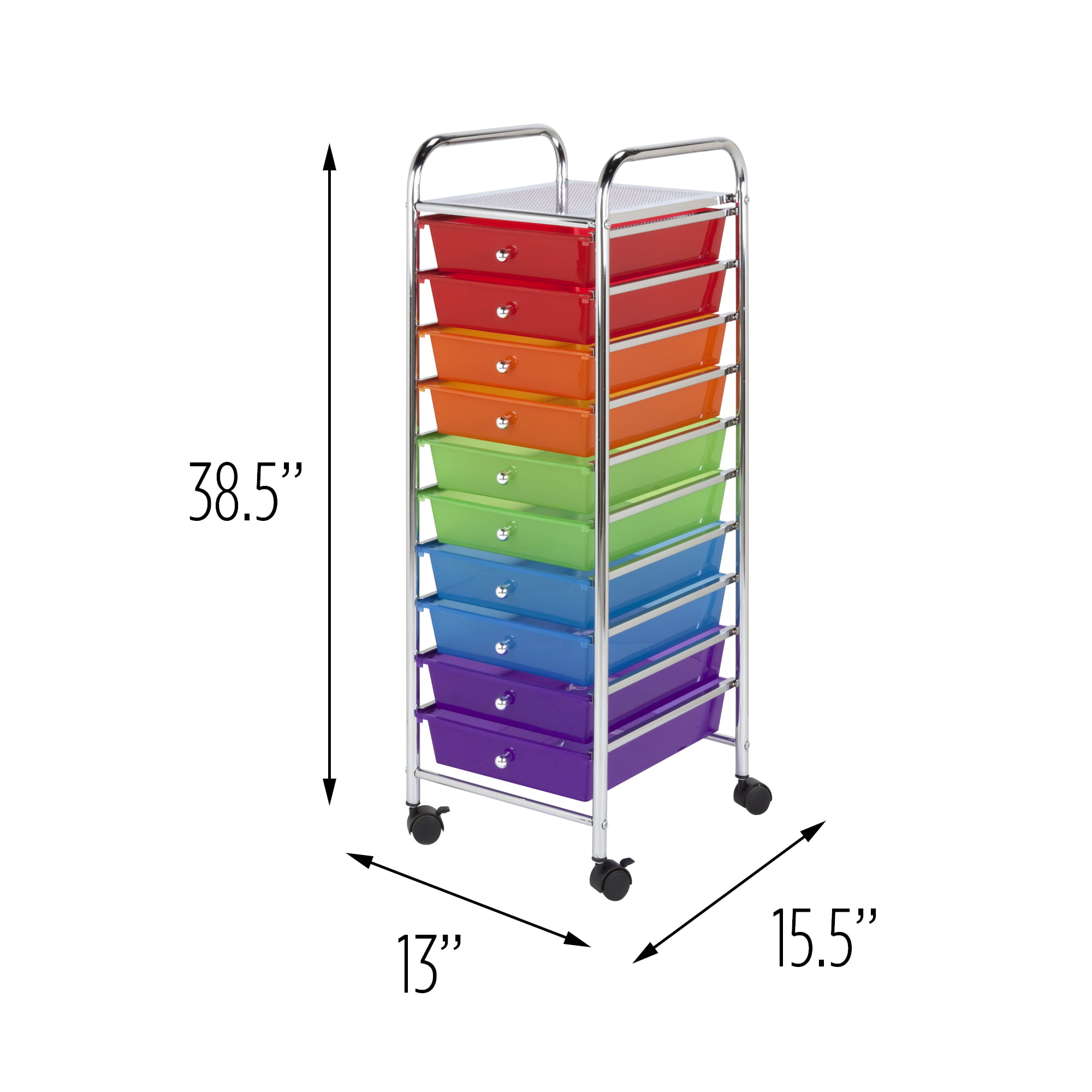 Honey Can Do 10-Drawer Multi-Color Rolling Cart, Rainbow