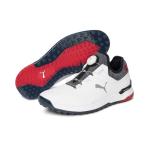 PUMA Men's Alphacat Disc Golf Shoe, White/Navy/Red, 10