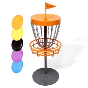 Portable Mini Disc Golf Basket with 5 Discs
