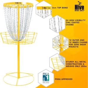 Hive Portable Disc Golf Practice Basket - Light, Cross, Double Chains