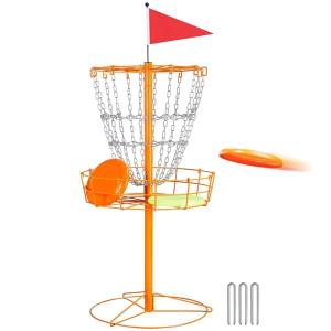Portable Disc Golf Basket for Practice, Orange