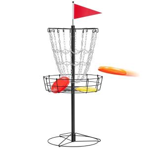 Portable Disc Golf Set with 12 Chain Basket
