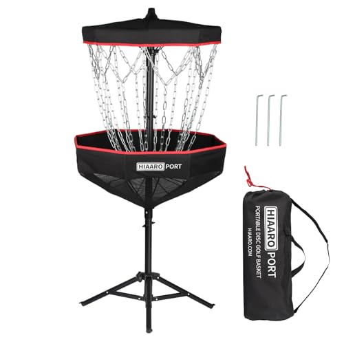 HIAARO Portable Disc Golf Basket with 16 Chains
