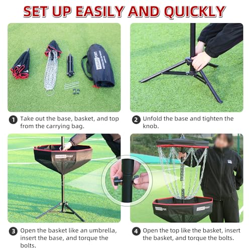 HIAARO Portable Disc Golf Basket with 16 Chains