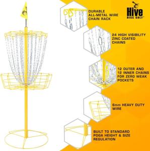 Hive Disc Golf Portable Practice Basket - Light, Cross, Double Chains