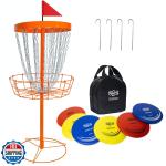 Portable Disc Golf Basket with Discs Included