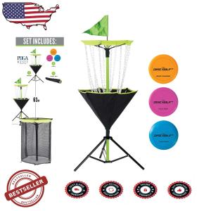 Portable Disc Golf Basket with Chains and 3 Discs
