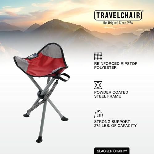 Red TravelChair Slacker Chair for Outdoor Disc Golf