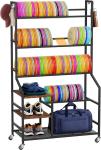 5-Tier Rolling Disc Golf Storage Rack with Hooks