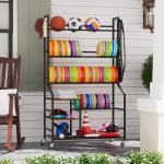 5-Tier Rolling Disc Golf Storage Rack with Hooks