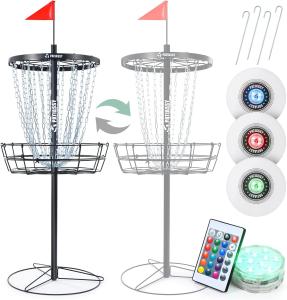 Adjustable Portable Disc Golf Basket with 24/12 Chains