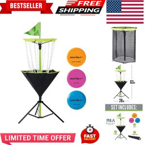 Backyard Disc Golf Basket with 3 Discs